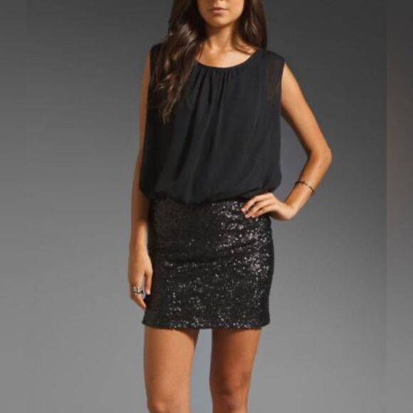 R&M Richards black sparkly blouson sheath dress size 12 - Picture 1 of 10